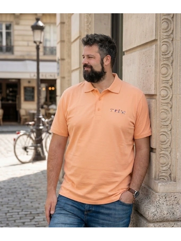 43255 STRETCH PIQUET POLO WITH PATTERNED INSERTS