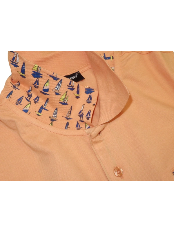 43255 STRETCH PIQUET POLO WITH PATTERNED INSERTS