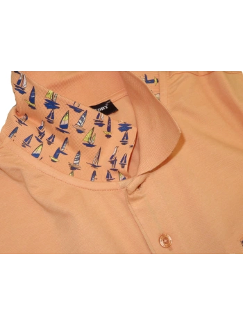 43255 STRETCH PIQUET POLO WITH PATTERNED INSERTS