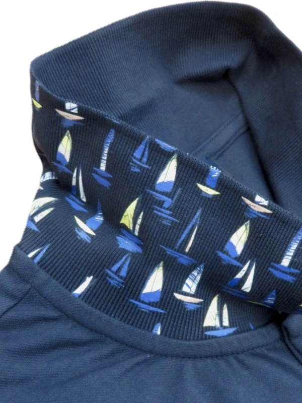 43255 STRETCH PIQUET POLO WITH PATTERNED INSERTS