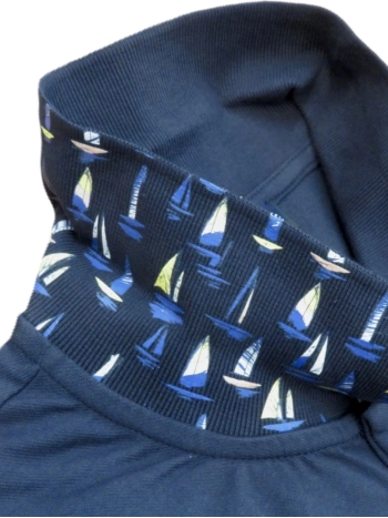 43255 STRETCH PIQUET POLO WITH PATTERNED INSERTS