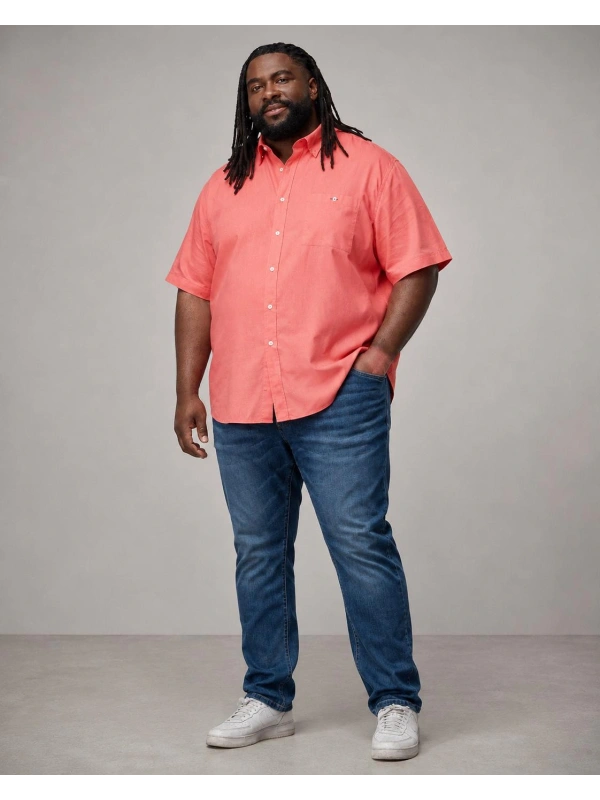 MAXFORT MEN'S SLIM COTTON SHORT SHIRT, PLUS SIZE