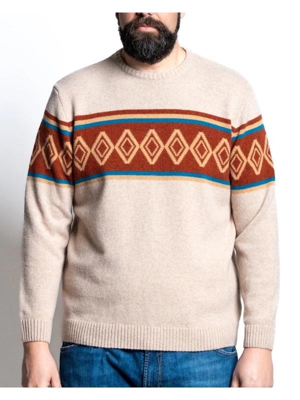 6510 PLUS SIZE CREW NECK SWEATER WITH INTARSIA PATTERN