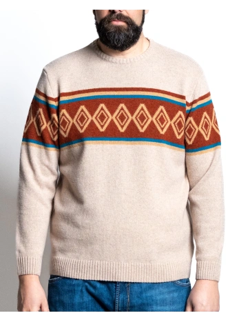 6510 PLUS SIZE CREW NECK SWEATER WITH INTARSIA PATTERN