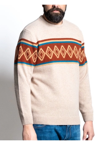 6510 PLUS SIZE CREW NECK SWEATER WITH INTARSIA PATTERN