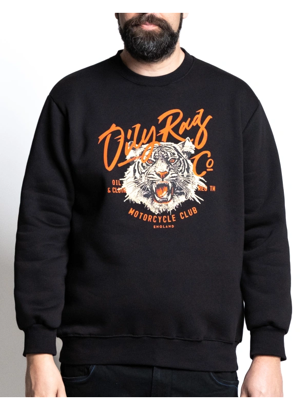 44101 OVERSIZED CREW NECK SWEATSHIRT WITH BIKER TIGER PRINT