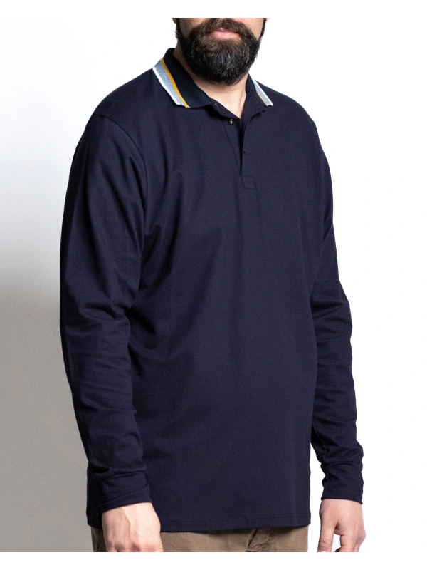 44550 STRETCH PIQUET POLO WITH JACQUARD COLLAR 2