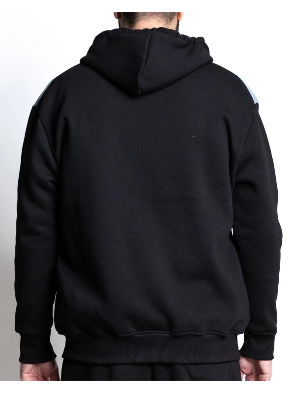 B38650 FELPA FULL ZIP CON CAPPUCCIO E INSERTI