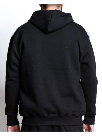 B38650 FELPA FULL ZIP CON CAPPUCCIO E INSERTI