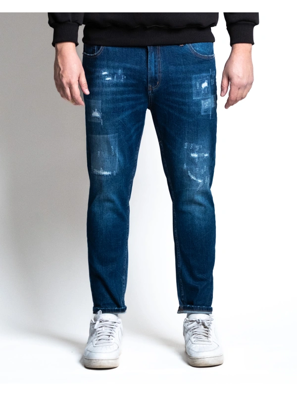B38671 JEANS STRETCH CON ABRASIONI
