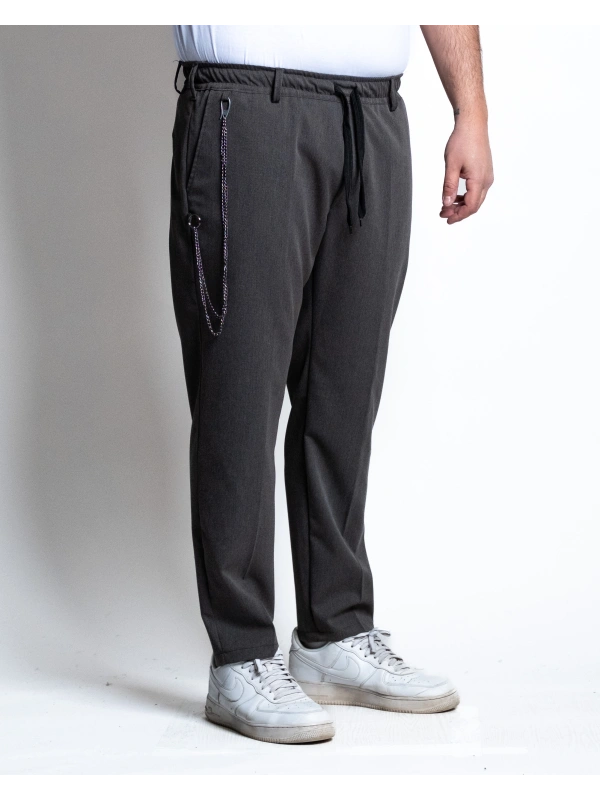 PLUS SIZE POLYVISCOSE TROUSERS WITH CHAIN