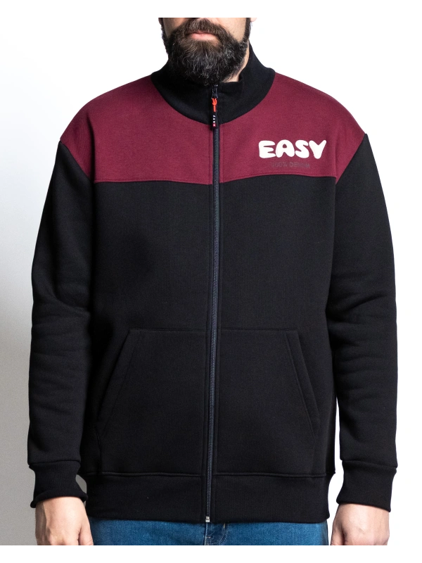 E2918 FELPA FULL ZIP BLOCK COLOR NERO