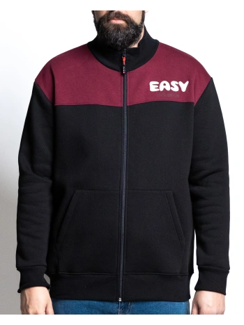 E2918 FELPA FULL ZIP BLOCK COLOR NERO