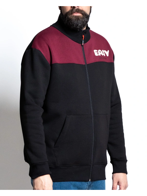 E2918 FELPA FULL ZIP BLOCK COLOR NERO 2