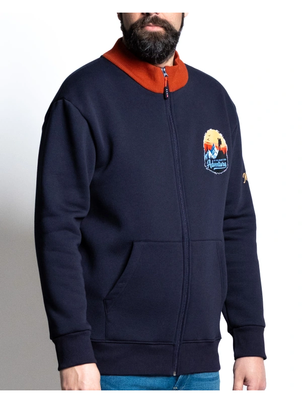 E2920 PLUS SIZE FULL ZIP SWEATSHIRT WITH MOUNTAIN ADVENTURE PRINT