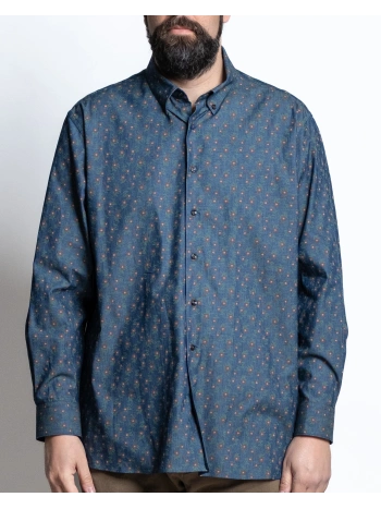 LORIENT CAMICIA DENIM STAMPATA CON COLLO BOTTON DOWN