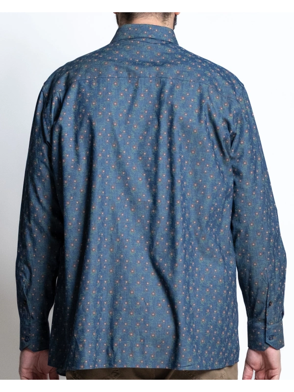 LORIENT CAMICIA DENIM STAMPATA CON COLLO BOTTON DOWN