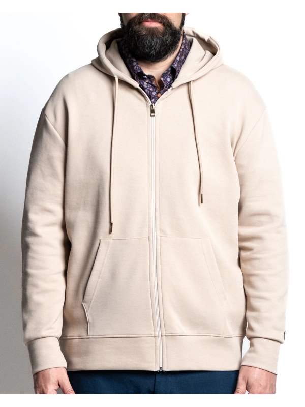P27051 FELPA DULL ZIP STRTETCH CON CAPPUCCIO
