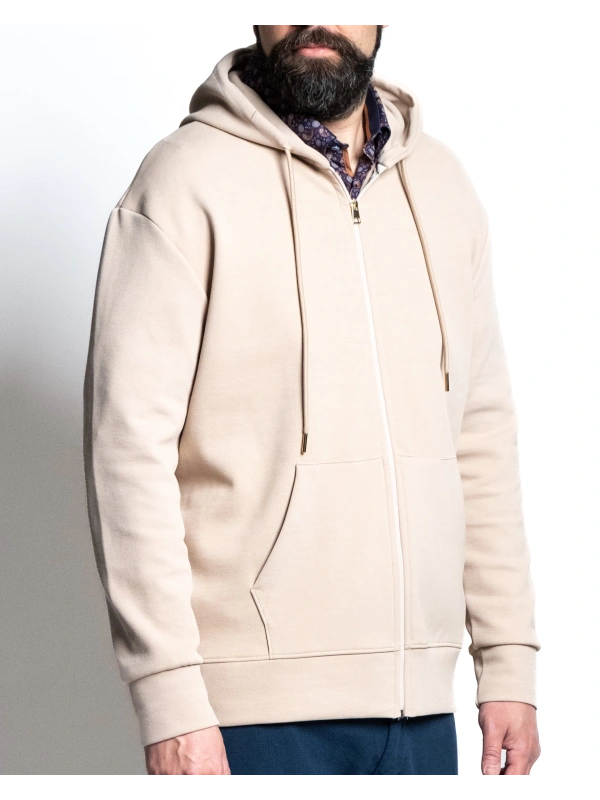 P27051 FELPA DULL ZIP STRTETCH CON CAPPUCCIO