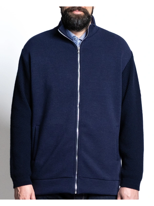 P27058 SWEATSHIRT JACKET WITH KNITTED INSERTS