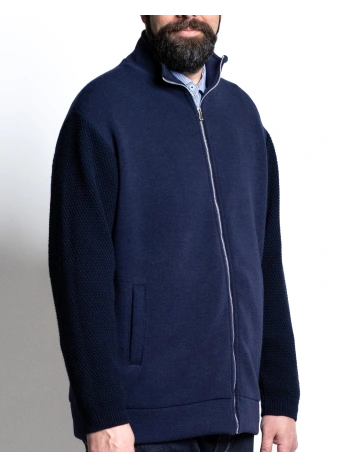 P27058 SWEATSHIRT JACKET WITH KNITTED INSERTS