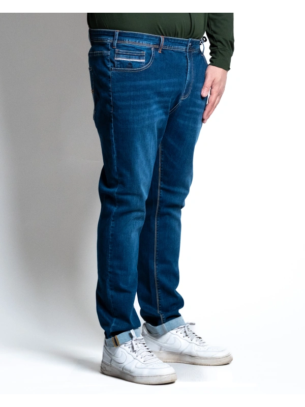 P27061 JEANS STRETCH TAGLIE FORTI CON INSERTO CIMOSA MAXFORT