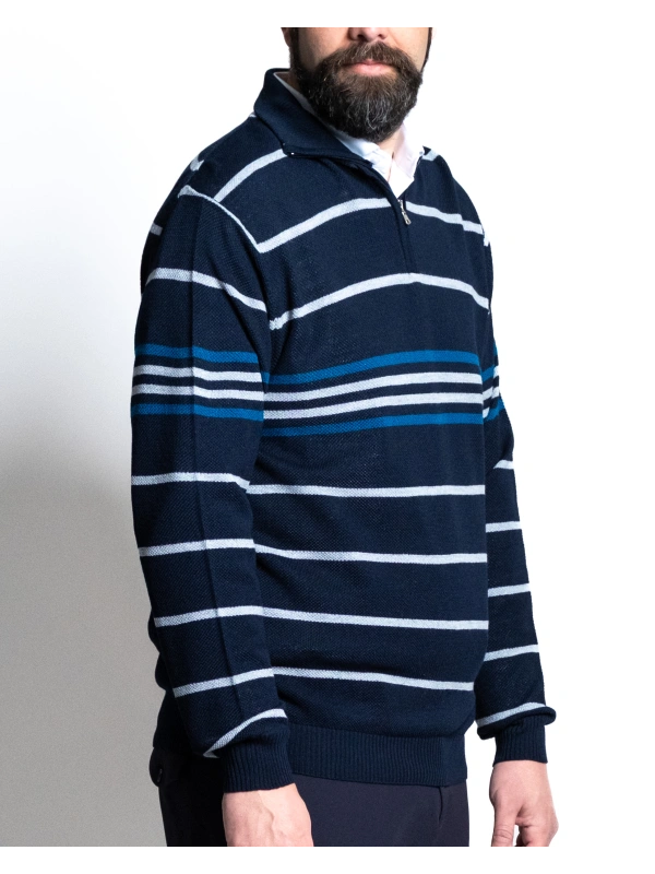 P27083 PLUS SIZE STRIPED HALF ZIP SWEATER 2