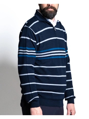 P27083 PLUS SIZE STRIPED HALF ZIP SWEATER