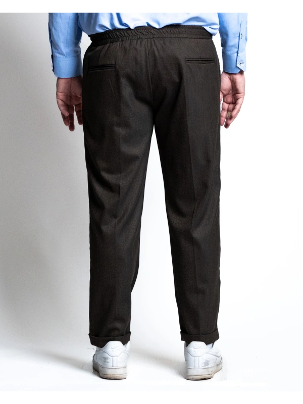 PLUS SIZE POLYVISCOSE TROUSERS WITH DRAWSTRING