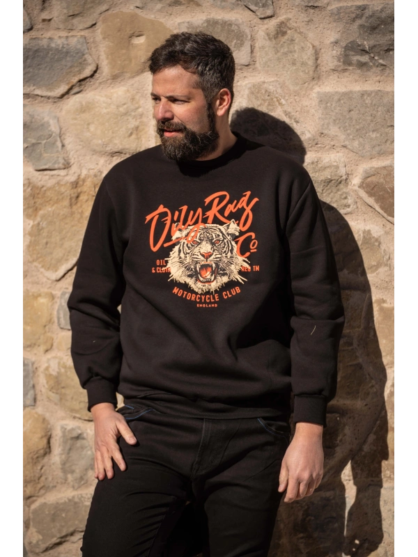 44101 OVERSIZED CREW NECK SWEATSHIRT WITH BIKER TIGER PRINT