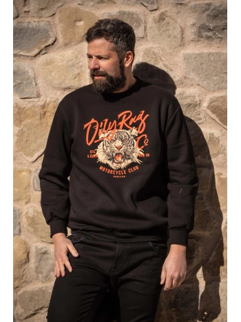 44101 OVERSIZED CREW NECK SWEATSHIRT WITH BIKER TIGER PRINT