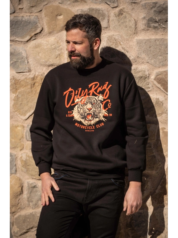 44101 OVERSIZED CREW NECK SWEATSHIRT WITH BIKER TIGER PRINT