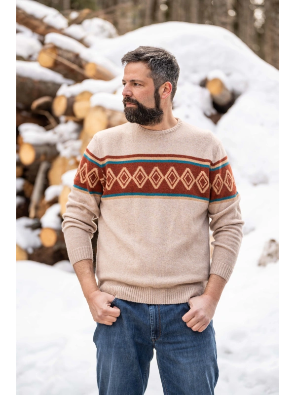 6510 PLUS SIZE CREW NECK SWEATER WITH INTARSIA PATTERN