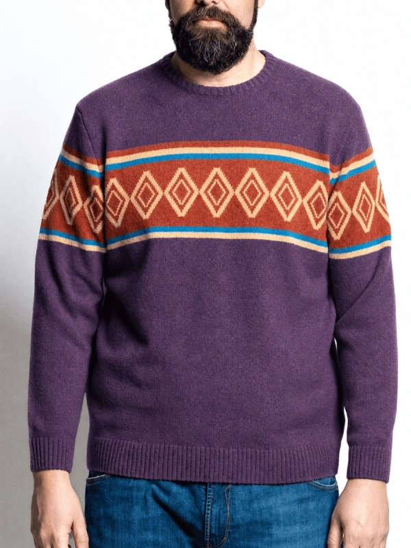 6510 PLUS SIZE CREW NECK SWEATER WITH INTARSIA PATTERN