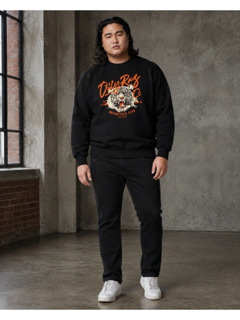 44101 OVERSIZED CREW NECK SWEATSHIRT WITH BIKER TIGER PRINT