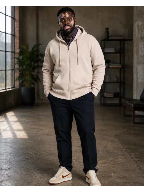 FULL ZIP STRETCH HOODIE PLUS SIZE