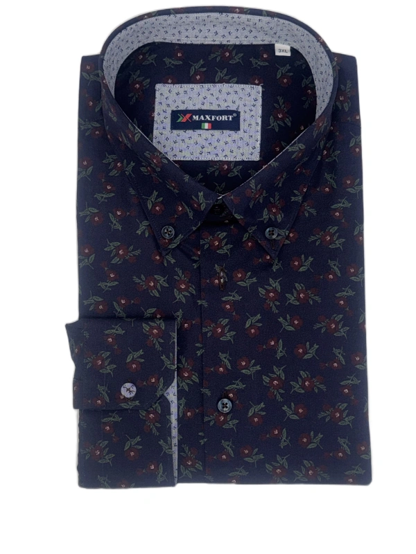LORIENT CAMICIA DENIM STAMPATA CON COLLO BOTTON DOWN