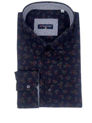 LORIENT CAMICIA DENIM STAMPATA CON COLLO BOTTON DOWN