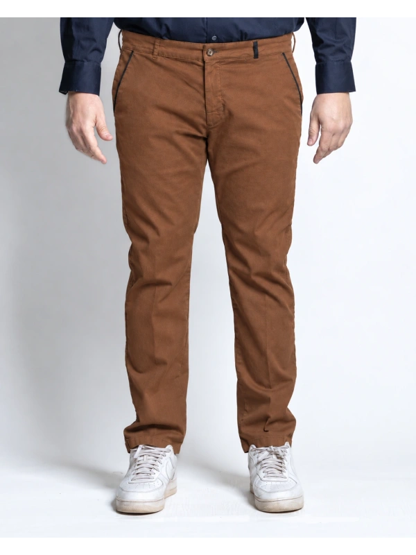 MAXFORT STRETCH PLUS SIZE TEXTURED CHINO TROUSERS