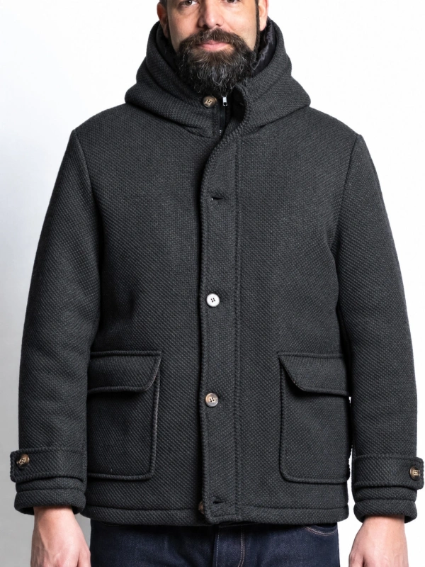 p27003 PLUS SIZE WOOL BLEND PARKA WITH HOOD
